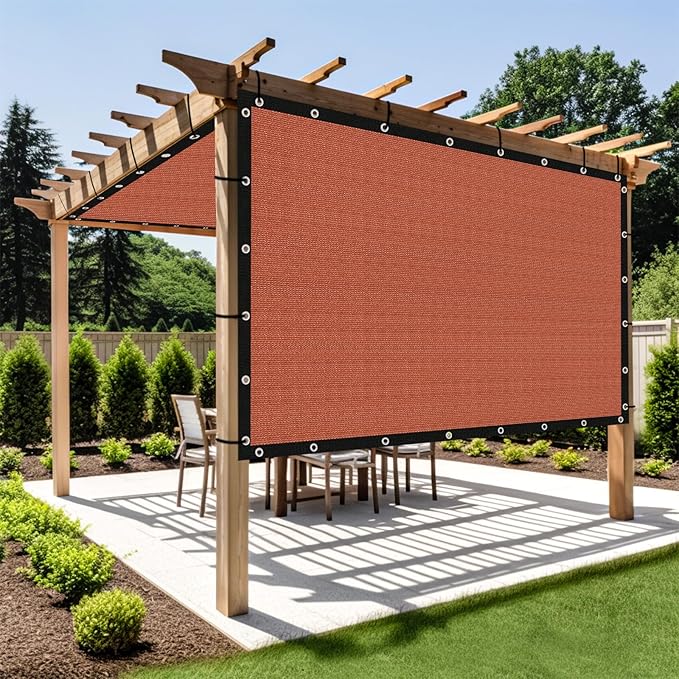 Shade&Beyond Customized Size 8' X 20' Shade Cloth with Grommets, 90% UV Protection UV Protection Mesh Tarp Sun Screens for Patio GN01, Rust Red