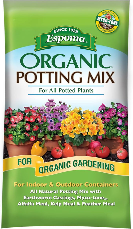 Espoma Organic Potting Soil Mix - All Natural Potting Mix for All Indoor & Outdoor Containers Including Herbs & Vegetables. for Organic Gardening, 16 qt. Bag. Pack of 2
