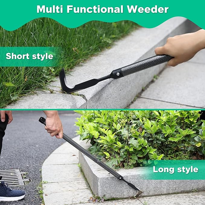 Lilyvane Crack Weeder for Crevice Weeds Weeding: 74” Long Handle, Heavy Duty Carbon Steel Weed Puller for Sidewalk Paver Deck Boards Weed Removal