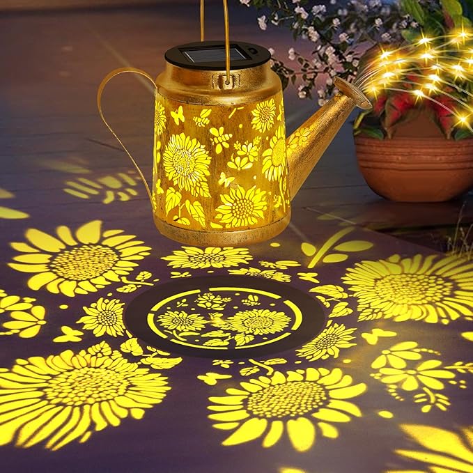 ostritec Solar Solar Lanterns Garden Decor Sunflower Lights, Large Hanging Lantern with Shepherd Hook, Waterproof Outdoor Decor for Landscape Pathway Yard, Gifts for Mom Women Mothers Day