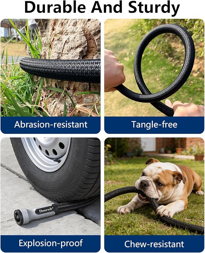 Garden Hose, Flexible Ultra Lightweight Durable, Kink-Free Water Hose - Non-Shrinking, Easy to Store, All-Weather, High-Pressure, Black (10 FT)