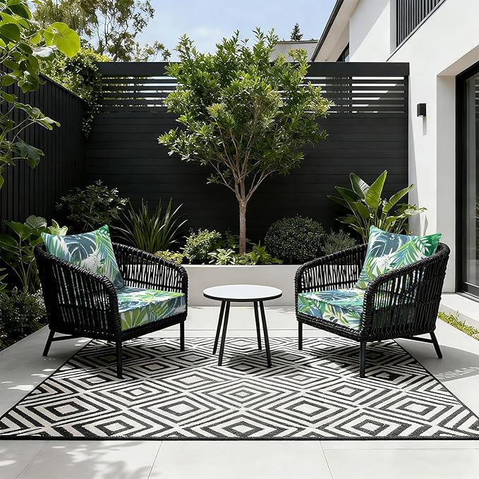 LVTXIII Outdoor Deep Seat Cushion Patio Seat and Back Cushion Set Seasonal Chair Cushion for Dining Arm Chairs, Wicker Chairs and Garden Furniture Decoration, 22"x22"x4", Islamorada Blue Green