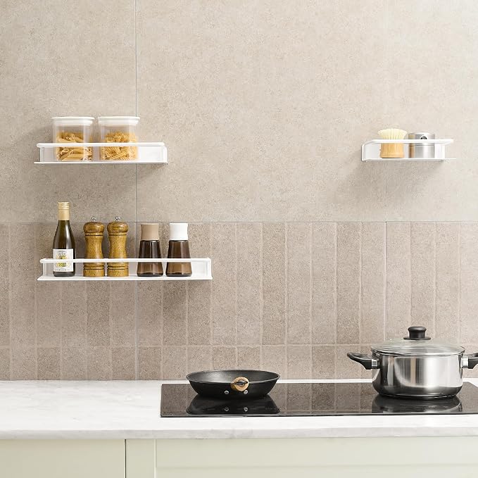 Floating Shelves for Wall with Guardrail, 8 Inch Metal Wall Mounted Storage Shelves, Modern Space-Saving Bathroom Over Toilet Shelves Decor for Living Room, Bedroom, Kitchen & Office