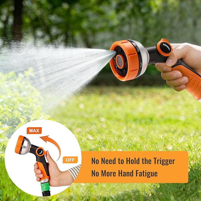 HERZO Garden Hose Nozzle, Water Spray Nozzle with 7 Adjustable Watering Patterns for Watering Plants & Lawn& Garden, Washing Cars, Cleaning, Showering Pets & Outdoor Fun