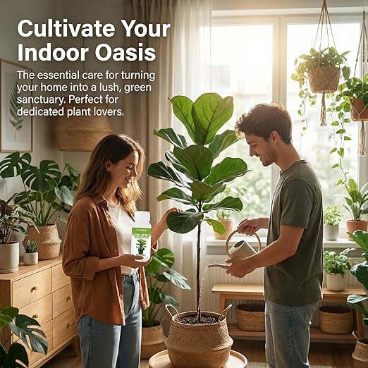 10oz Fiddle Leaf Fig Fertilizer Liquid - Organic Microbial Probiotic Plant Food for Ficus Lyrata - Promotes Roots & Greener Leaves