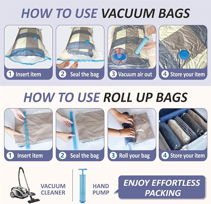 Vacuum Storage Bags with Hand Pump, Vacuum Seal Space Saver Bags,25 Combo