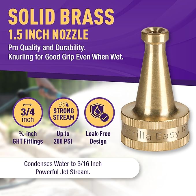 GORILLA EASY CONNECT Sweeper Spray Nozzle for Garden Hose Cleaning Strong Stream 1.5 Inch Nozzle 3/4 Inch GHT