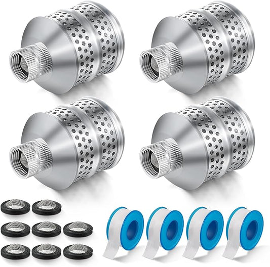 Dreyoo 4 Set Bubbler Sprinkler Heads, 3/4 Inch Internal Thread Rustproof Aluminum Diffuser Flood Nozzle for Yard, Vegetable Garden, Soaker Sprinkler with 40 Inch Tape