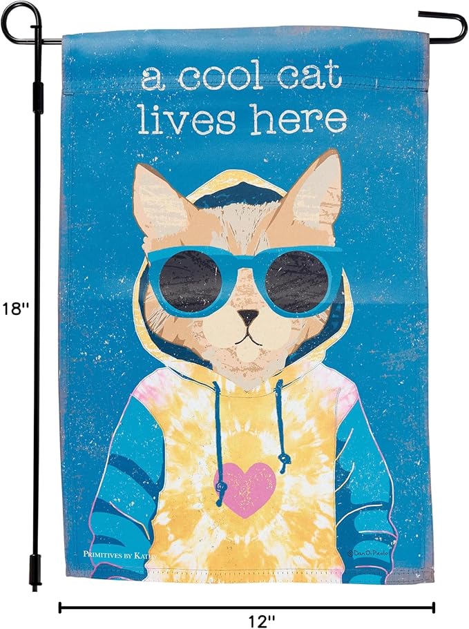 Primitives by Kathy Decorative Double-Sided Garden Flag - A Cool Cat Lives Here