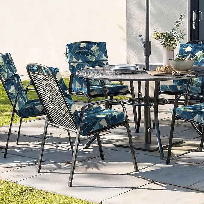 DYTXIII Outdoor High Back Chair Cushions Set of 2, 44"x22" Water Repellent Patio Seat Cushions with Elastic Sponge, All Weather Chair Pads for Rocking, Dining, Patio Furniture - Swaying Palms Blue