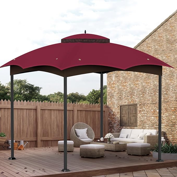 10x12 Replacement Gazebo Canopy Top Cover, Double Tiered Waterproof Canopy Roof for Lowe's Allen Roth Gazebo #GF-12S004B-1(Red)