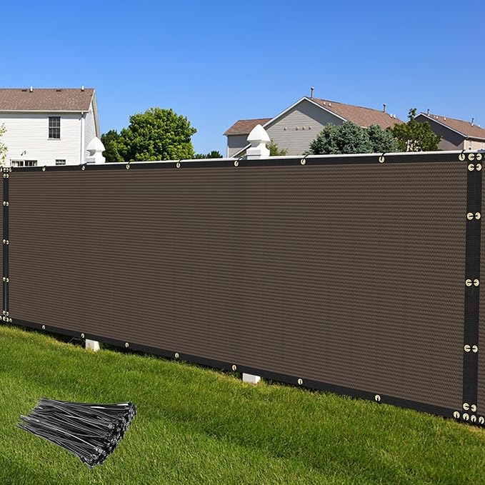 Privacy Fence Screen 5' x 117 Fencing Cover Heavy Duty Mesh Windscreen Cloth for Outdoor Garden Patio Backyard Chain Link Fence Brown