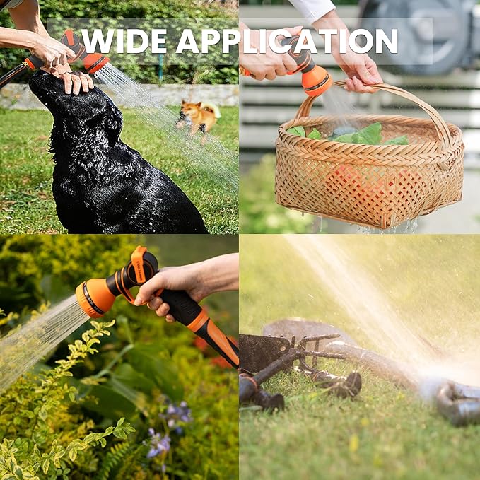 Giraffe Tools Garden Hose 5/8", Water Hose Heavy Duty, Flexible, Lightweight Hybrid Hose with Swivel Handle, 100ft Male to Female Fittings, Burst 600 PSI