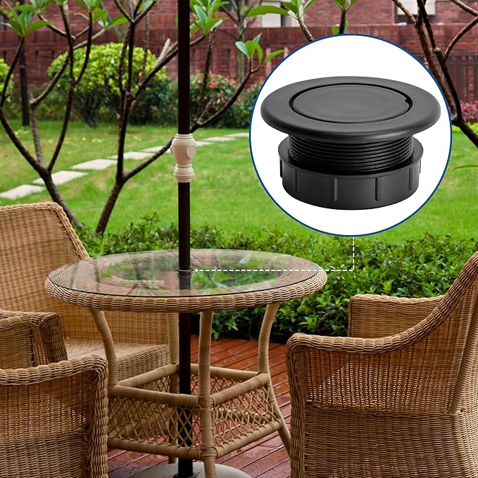 DECOHS 4 Pcs 2 Inch Parasol Umbrella Hole Ring Plug and Cap Set, Thicker Patio Table Hole Cover Insert, Deck Table Umbrella Holes Plug Replacement Parts for Outdoor Patio Table Garden Yard