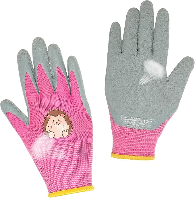 3 Pairs Kids Gardening Gloves, Toddler Work Gloves, Kids Garden Gloves, Children Rubber Coated Gardening Gloves