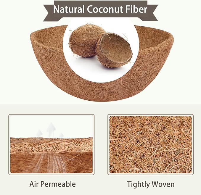 GreatBuddy 4 Pcs Coconut Hanging Basket Liners 14 Inch, Sturdy Round Coco Liners for Planters, Perfect Replacement for the Old, 100% Natural, Easy to Straighten Out
