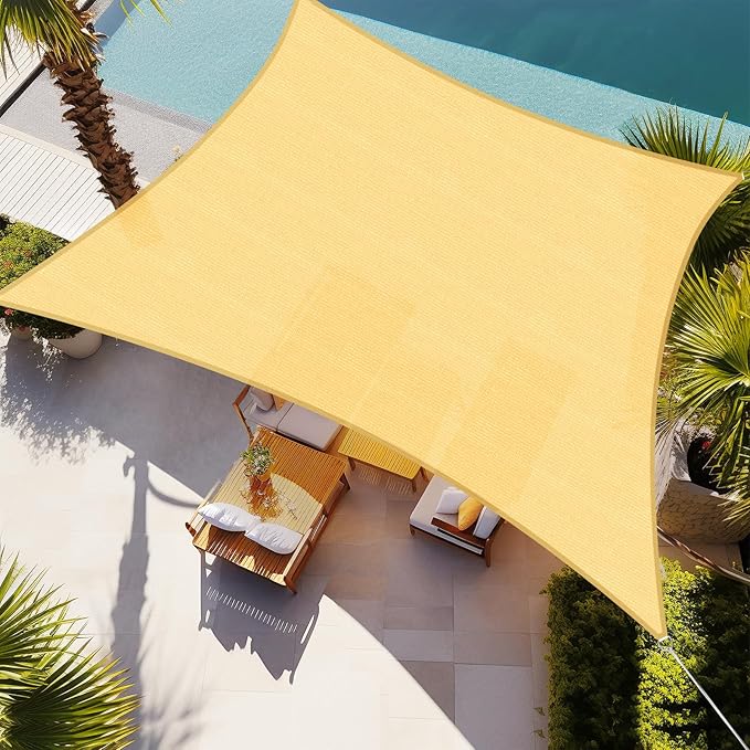 Shade&Beyond Rectangle 20'X20' Sun Shade Sail Sand Permeable Sand Canopy for Patio Garden Yard Deck Pergola (We Make Custom Size)