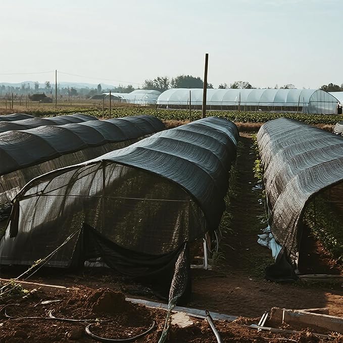 winemana 120x6 FT Outdoor Shade Cloth for Garden & Plants - 50% Large Black Mesh Tarp, UV Resistant Woven Shade Fabric for Greenhouse Farm Row Cover Vegetables Sun Protection Poultry Run