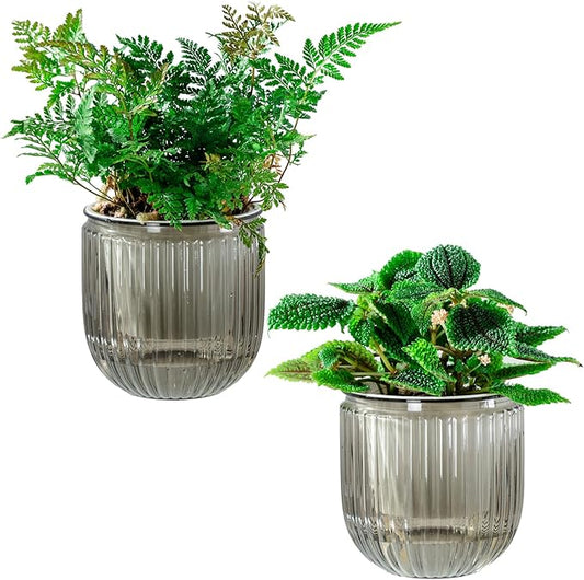 Melphoe Self Watering Pots for Indoor Plants Planter, 4.3 Inch 2 Pack Planters Self Watering Plant Pots for Flower, Houseplants, Succulent, African Violets and Cactus with Drainage