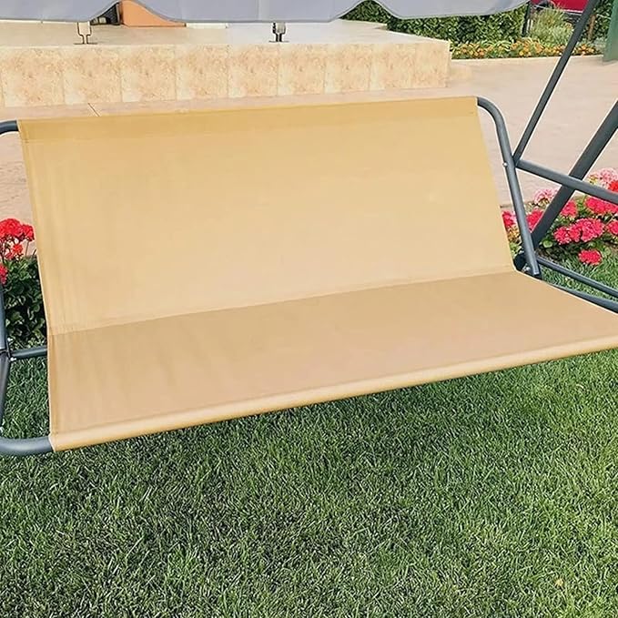 Swing Seat Cover, 600D Thickened Oxford Waterproof Bench Replacement Outdoor Cushion for 2/3 Seat Patio Garden Swing Chair (Beige, M - 43.3x17.7x21.7in)