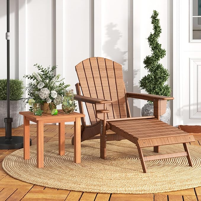 Giantex Hardwood Outdoor Side Table Set of 2 - All-Weather Patio Square End Table with Slatted Tabletop, Small Coffee Bistro Table for Outdoor, Indoor, Garden, Poolside and Balcony, Natural (2)