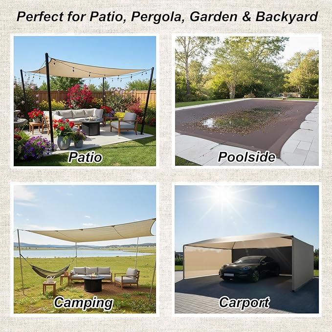 10' X 13' Shade Cloth with Grommets, 90% Sun Shade Cloth, Coffee Brown, Outdoor UV-Stabilized Mesh Cover for Garden Patio Pergola
