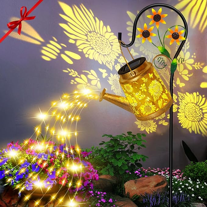 ostritec Solar Solar Lanterns Garden Decor Sunflower Lights, Large Hanging Lantern with Shepherd Hook, Waterproof Outdoor Decor for Landscape Pathway Yard, Gifts for Mom Women Mothers Day