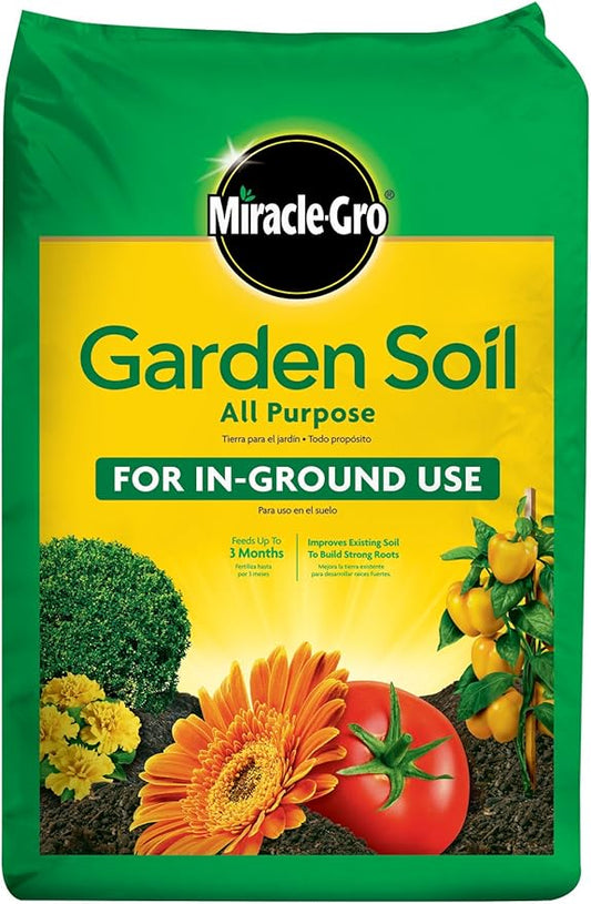 Miracle-Gro Garden Soil All Purpose, For In-Ground Use, Feeds up to 3 Months, Amends Vegetable, Flower and Plant Beds, 1 cu. ft.