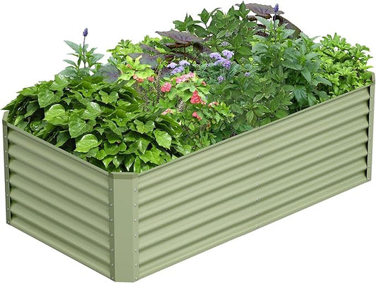 6x3x2FT Galvanized Raised Garden Bed,Galvanized Planter Boxes Outdoor, Large Metal Raised Garden Beds for Vegetables-Green