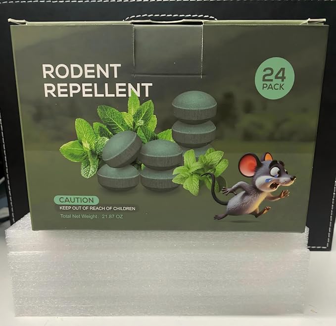 Mouse Repellent, 24 Pack Peppermint Oil for Mice, Rats, Squirrel, Pest Control Indoor & Outdoor Use, Safe for Kitchens, Gardens, RVs, and Family Areas (Green)