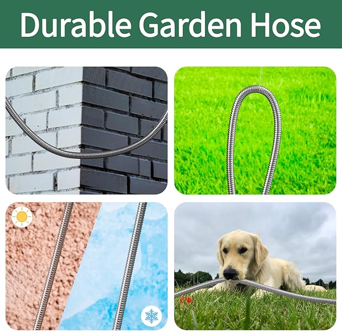 FrutPunch Garden Hose 25 FT, Non-Expanding,10 Functional Nozzles, Garden Hose Anti-Kink, Heavy Duty Flexible Water Hose 25 FT, Suitable for Outdoor,Yard, Car Washing and Other Scenes. (25ft, Foot, 25)