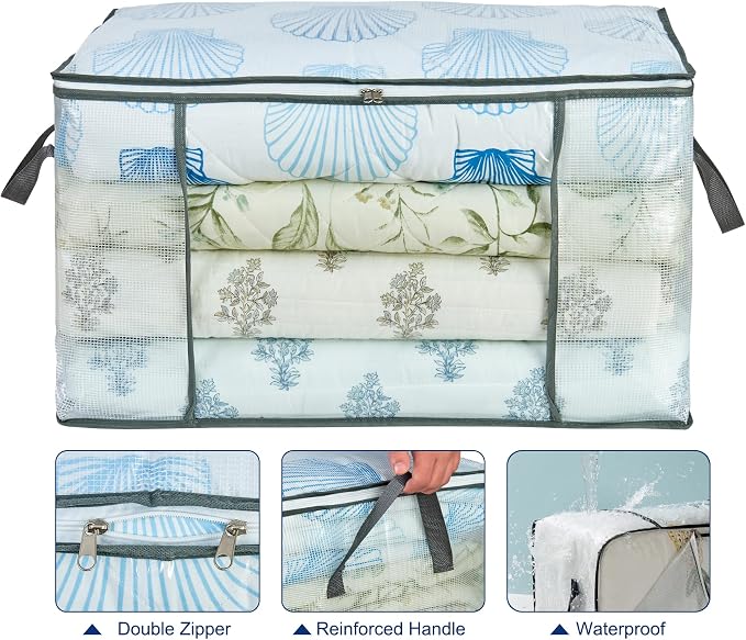 80L Clear Large Storage Bag for Clothes Comforters Blankets Pillows Bedding