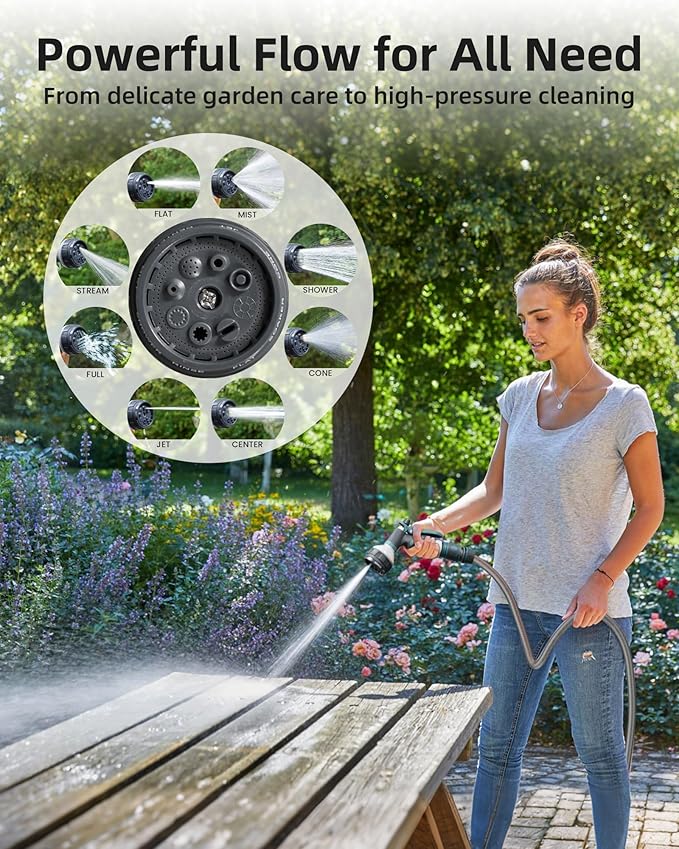 AYURA Retractable Garden Hose Reel 100 ft x 1/2 inch with Pro Metal Shaft, Heavy Duty Automatic Garden Hose Reels with Kink-Free Rewind and Lock at Any Length (Green, 50FT)