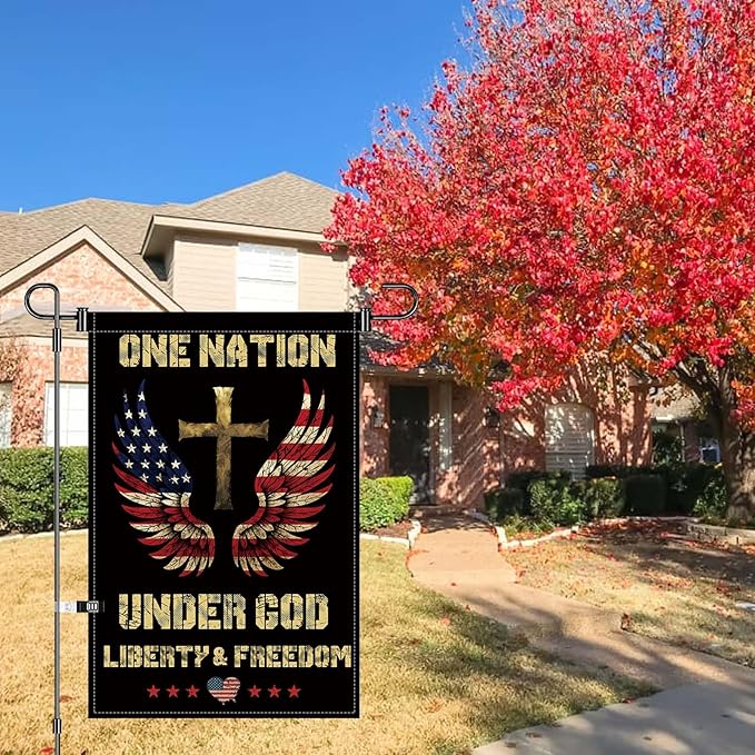 12X18INCH 250th Anniversary USA 1776-2026,Eagle Cross Design One Nation Under God Garden Flag Patriotic Signs Hanging Decor Outdoor Yard Decor (Z)