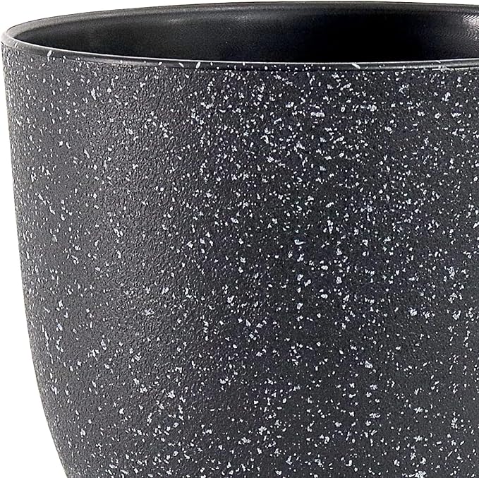 Planters for Garden House Plants, Indoor Outdoor Flower Pots Set with Trays 8 Inch Garden Pots,Plant Pots for Indoor Plants, Speckled Black