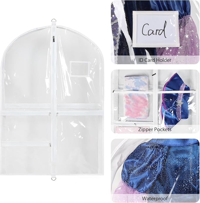 Univivi 35 Inch Dance Costume Garment Bags for Dancers, Clear