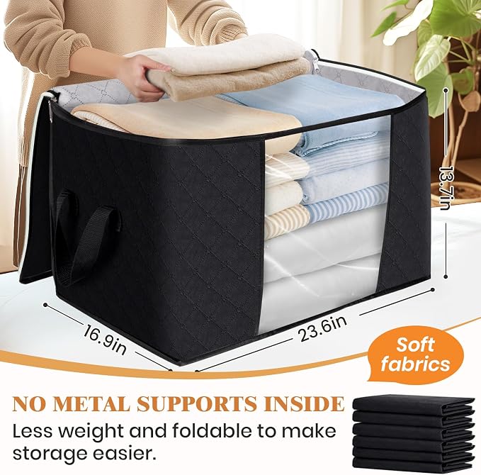 Fab totes 90L Clothes Storage, Foldable Thick Fabric Blanket Storage Bags