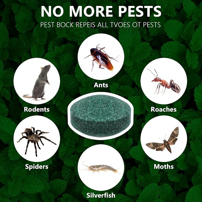 24 Pack Mouse Rodent Repellent, Peppermint Lemon Oil Mice Repellent for Squirrel Rats Spider Pests, Natural Deterrent for Kitchen, Warehouse, Car, Indoor, Outdoor, Safe for Pets Family