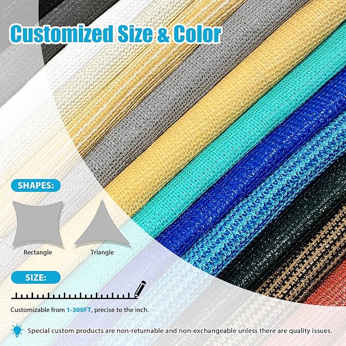 Amagenix Sun Shade Sail 7X8X10.6 Curved Edge Outdoor Shade Canopy Turquoise Breathable 95% UV Block Shade Cloth for Patio Garden Backyard (We Make Custom Size)