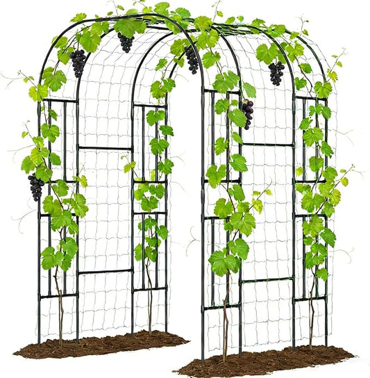 SUNYRISY Garden Arch Trellis, 87" x 59" x 47.2" Large Garden Trellis for Climbing Plants Outdoor, Tall Archway Plant Support Trellis Outdoor for Cucumber Grape Vine Vegetable Flower