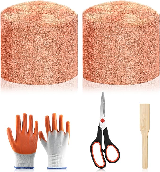 Copper Mesh Rodent Control, 2-Pack 5 in x 200 ft Wire Screen Rolls for Mice, Rats, Rodents, Bats & Snails, Copper Mesh Roll for Weep Hole Filler, DIY Pest Blocking for Home and Garden