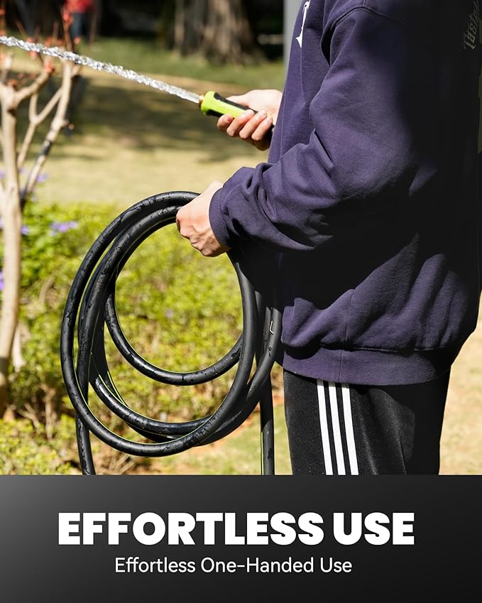 RAINPOINT Garden Hose 75ft x 5/8", Water Hose Heavy Duty, Flexible, Lightweight Durable Hybrid Hose with Swivel Handle for Yard, Car Wash, Pets, No Kink, Male to Female Fittings