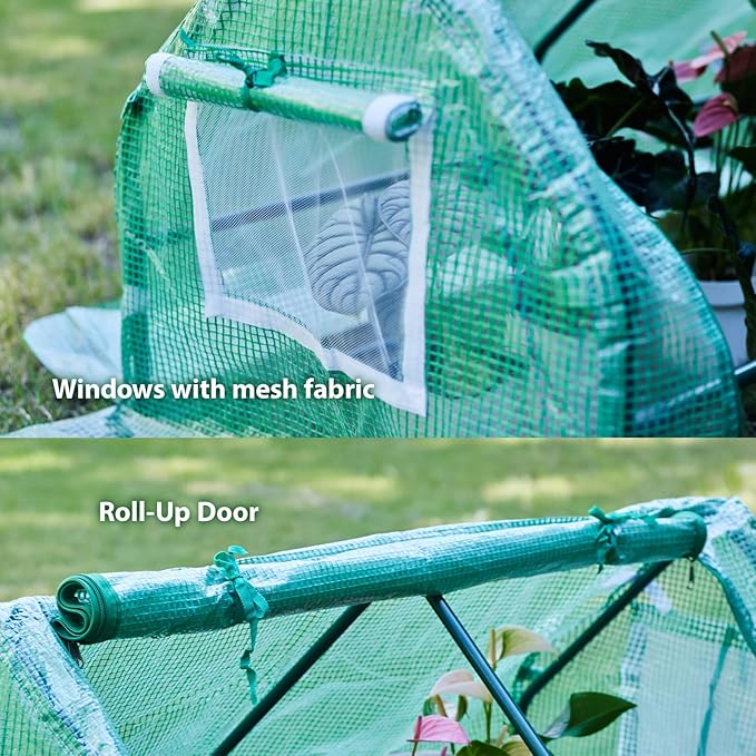 47.2" L × 23.6" W × 23.6" H Mini Greenhouse for Indoor Outdoor,Portable Mini Greenhouse, Heavy-Duty PE Plant Cover Tent , Tabletop Greenhouse for Small Plants, Seedling Humidity Dome Green