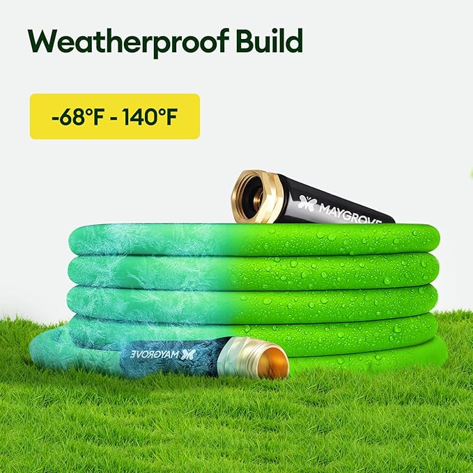 Maygrove 100 ft Garden Hose, 5/8 in ID, Heavy-Duty, Leakproof, Kink-Resistant Water Hose with Swivel Brass Fittings, 600 PSI Burst Rating, Ideal for Car Wash & Lawn Watering