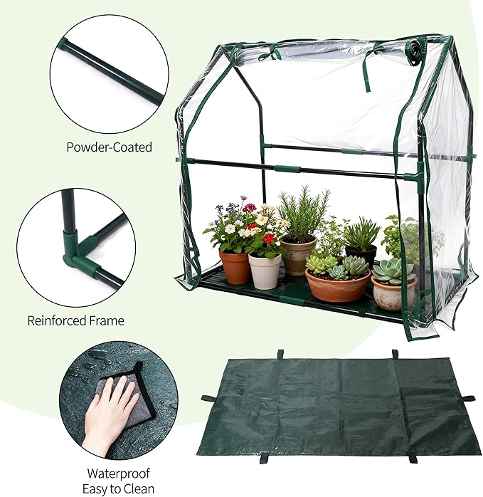 PROWORX Mini Greenhouse 36"×18"×33" Small Greenhouse Seed Starting Waterproof Floor Mat Portable Greenhouse Patio Balcony and Garage Indoor & Outdoor
