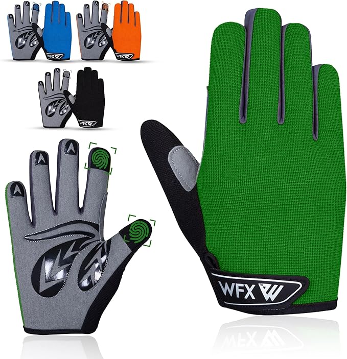 WFX Cycling Gloves Toddler Mountain Bike Handlebar Grips Gel Padding Full Finger Baseball Glove Workout Football Gloves Youth Boys 6-12 Kids Gardening Gloves MTB Gloves