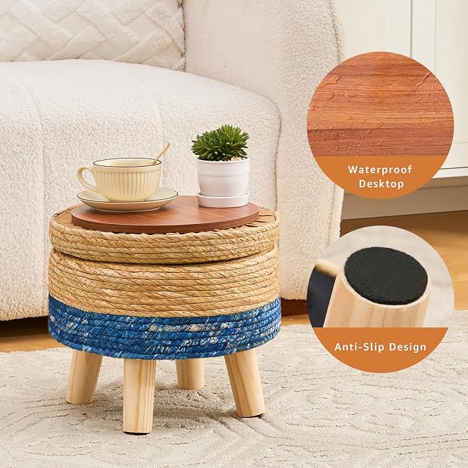 Cpintltr Storage Ottoman Poufs Handwoven Foot Stool