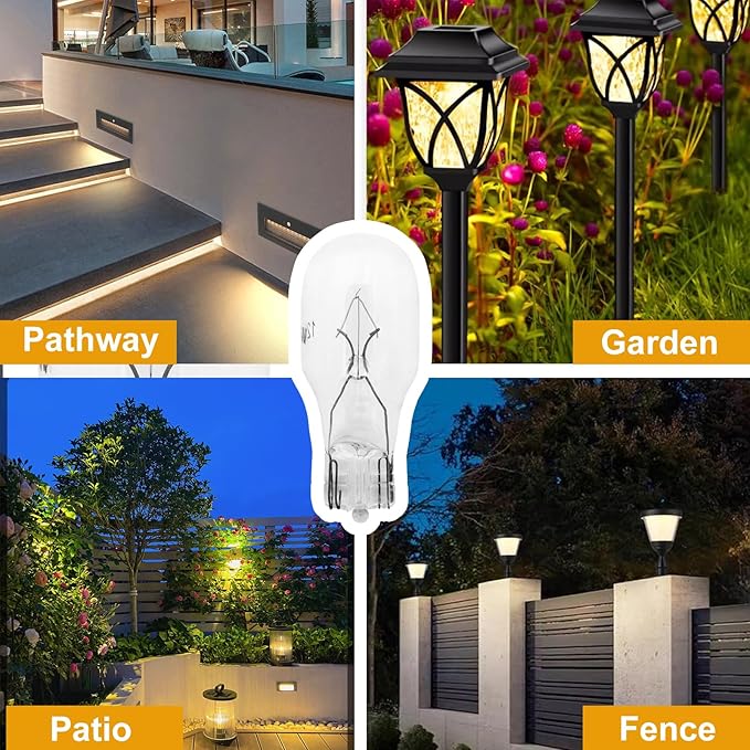 Landscape Light Bulbs 4 Watt,12 Volt Low Voltage T5 Light Bulbs for Malibu Appliance Garden Outdoor Lamps Landscape Lights Replacement Parts -2800K Warm White,CRI 85 (Clear),12 Packs
