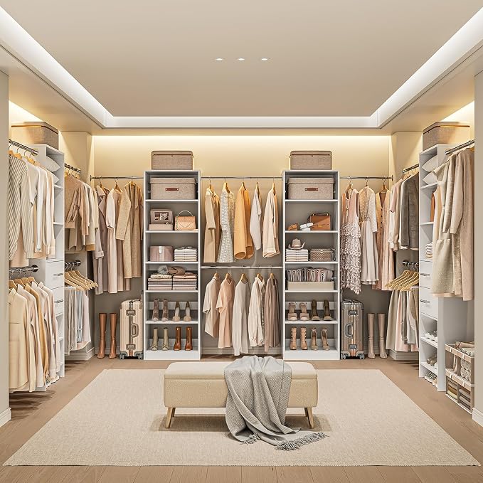 ONBRILL W1 3.5FT-7.7FT Closet System with 4 Chrome-Plated Telescopic Rods