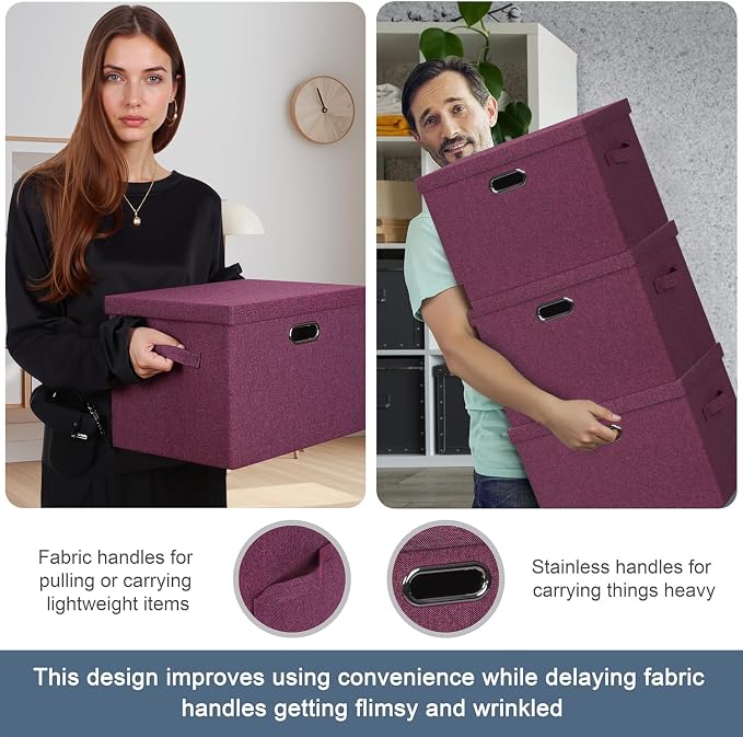 Storage Bins with Lids Fabric Closet Organizers Cubes Office Organization